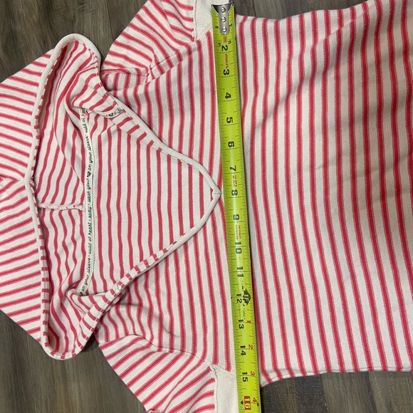 Red and White Roxy V neck Striped Hoodie - Picture 4 of 4